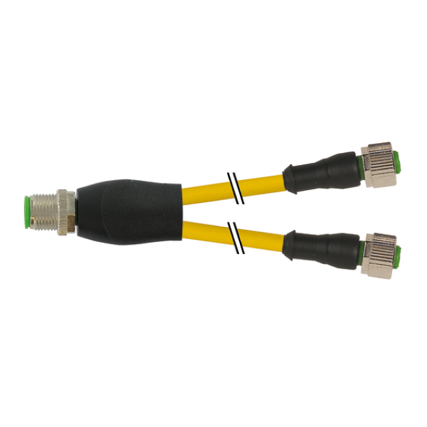 Đầu nối kiểu Y M12 male - 2 x M12 female A-code, 0.6 m cáp, màu vàng 7000-40821-0500060 - header
