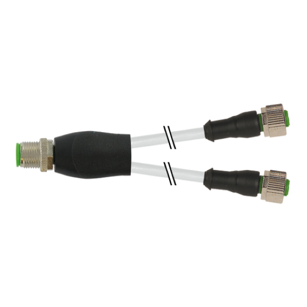 Đầu nối kiểu Y M12 male - 2 x M12 female A-code, 0.6 m cáp, màu xám 7000-40821-0500060 - header