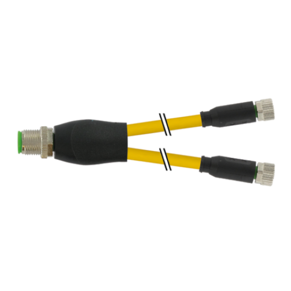 Đầu nối kiểu Y M12 male - 2 x M8 female A-code, 0.6 m cáp, màu vàng 7000-40821-0500060 - header