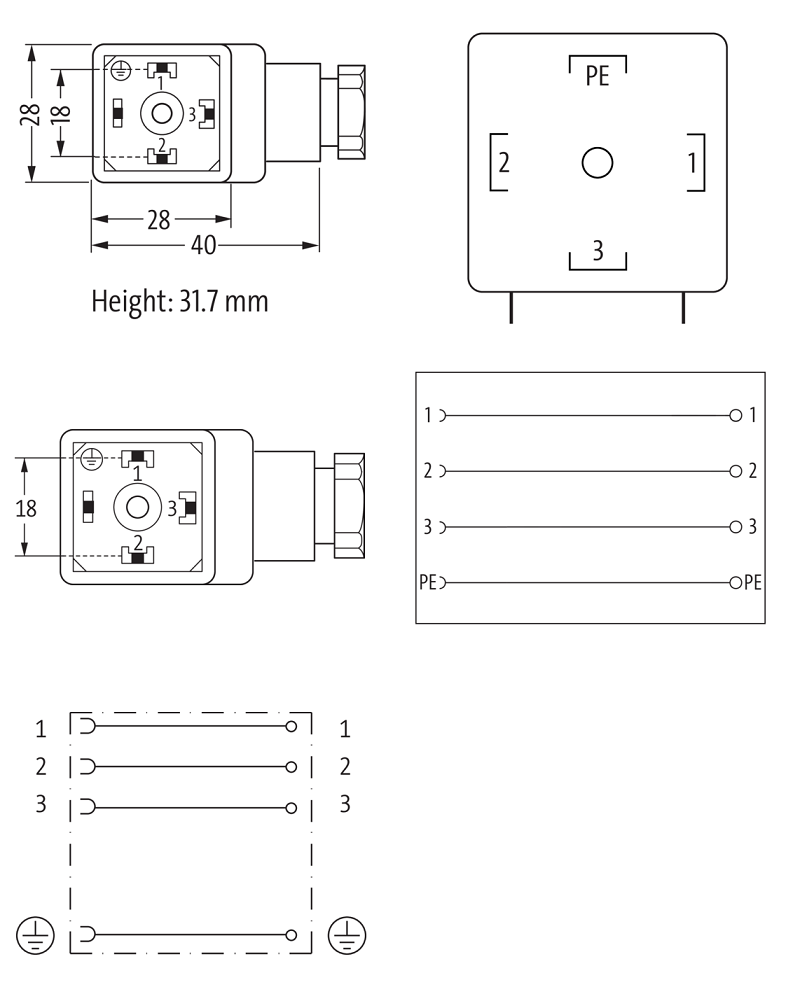 Đầu nối van điện từ form A field-wireable SVS Eco 7000-29405-0000000 - DETAIL