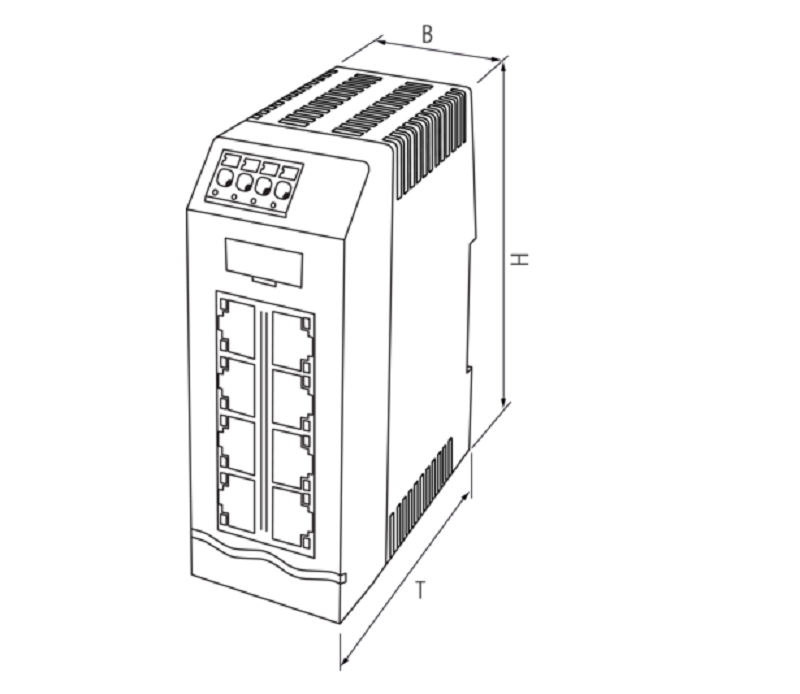 Ethernet switch 8 cổng RJ45 họ Xelity 58812 - DIMENSION