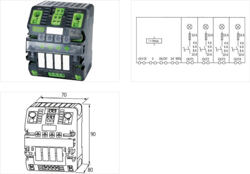 Bộ bảo vệ nguồn DC 24V 10A 4 kênh chỉnh được dòng bảo vệ Mico 9000-41084-0401000 - detail