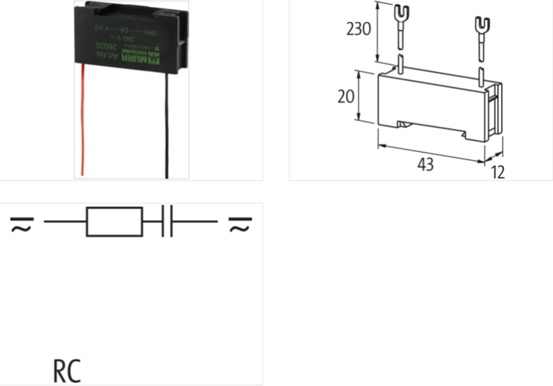 Bộ dập xung hồ quang cho contactor 20033 mạch RC, 230VAC/DC/25VA/W - detail