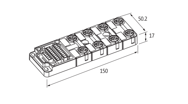 Bộ phân phối tín hiệu 8 cổng M12 không cáp homerun 8000-88400-0000000 - DIMENSION