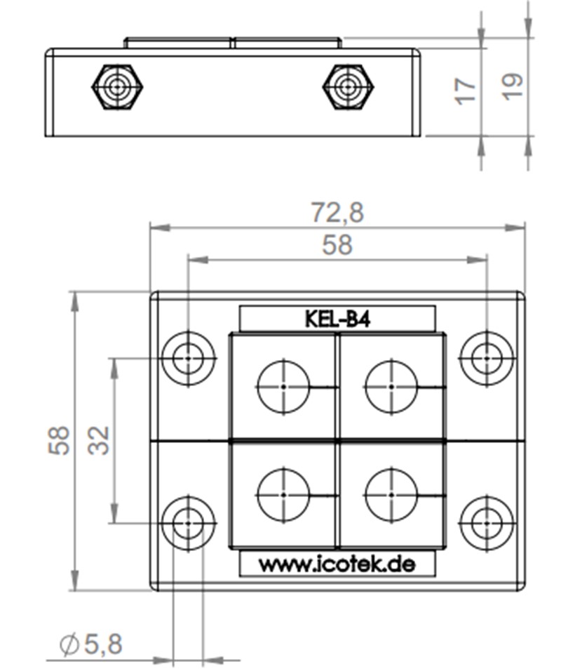 Khung đầu vào cáp lỗ cắt 46x46mm của Icotek KEL-B4 42204 - detail
