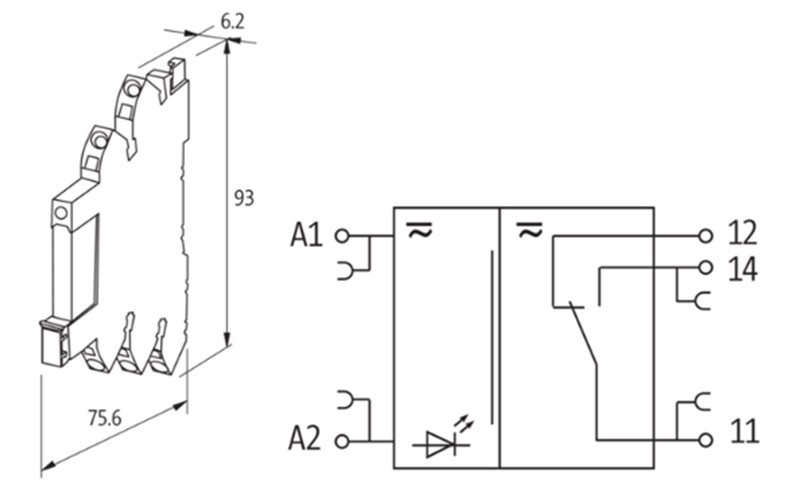 Rơ-le DC 24V 6A siêu mỏng 6.2mm MIRO 3000-16013-3100020 - detail