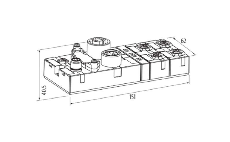 Trạm IO mạng Ethernet/IP CUBE67 56535 của Murrelektronik - DIMENSION