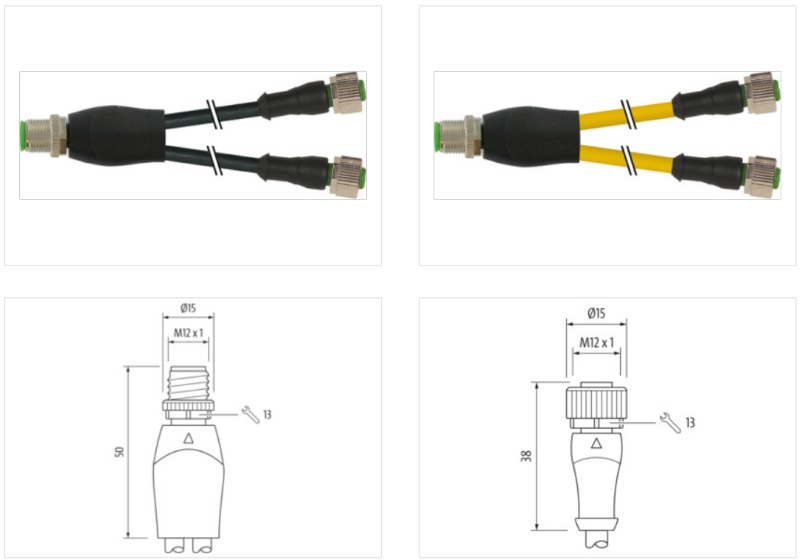 Đầu nối chia kiểu Y 5m cáp M12 male - M12 female 0° A-code 7000-40701-6230500 - detail
