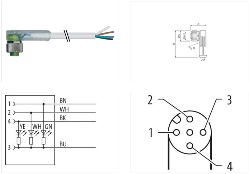 Đầu nối M12 female 90° A-cod 7000-12421-2340500 - detail
