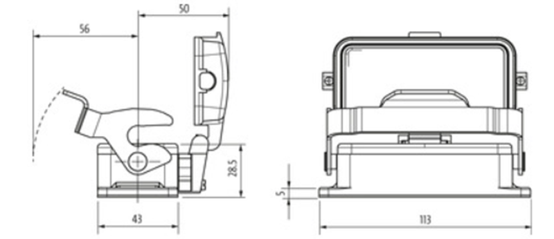 Murrelektronik đầu nối heavy duty B16, phần vỏ, IP65 70MH-GAFNL-B000010 - kích thước