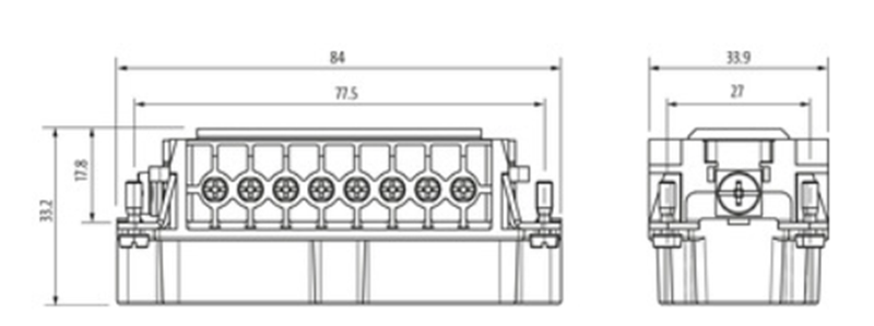 Murrelektronik đầu nối heavy duty B16, phần ruột, female 16-pole 70MH-EB016-FS03020 - kích thước