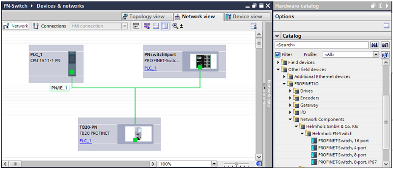 Profinet switch kiểu flat, managed, 4 port RJ45 700-850-4PS01 - TIA portal config