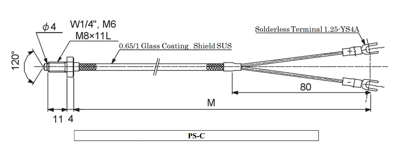Thermocoupler PS-C, class 1, SUS304 - Đầu dò nhiệt độ sản xuất theo yêu cầu - bản vẽ customized