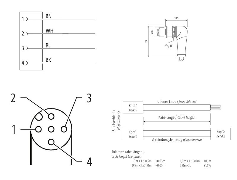 Đầu nối M12 female 90° A-code có cáp 15m Murrelektronik 7000-12341-6341500 - detail
