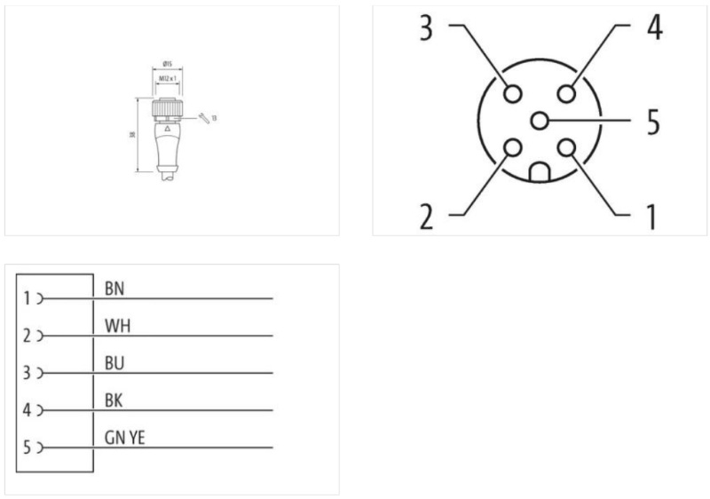 Đầu nối M12 female A-code có cáp 3m Murrelektronik 7000-12241-2150300 - body