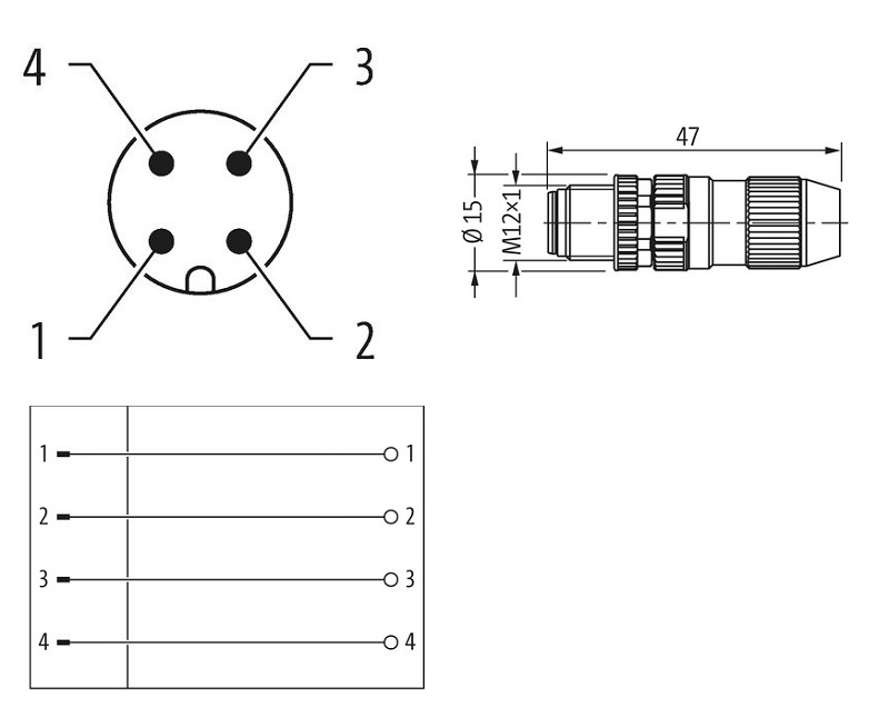 Đầu nối M12 male 0° A-code IDC field wireable của Murrelektronik 7000-12491-0000000 - DETAIL