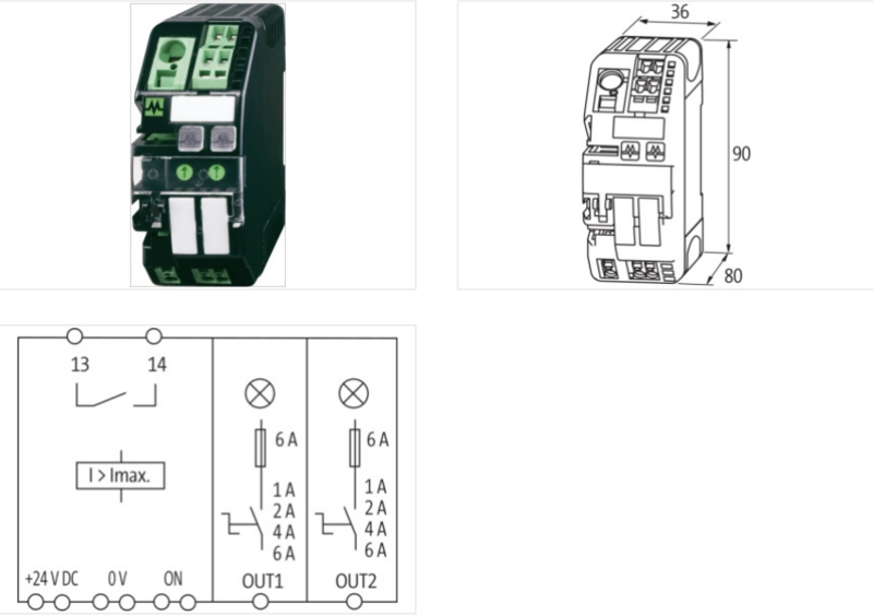 Bộ bảo vệ nguồn DC 24V 6A 2 kênh chỉnh được MICO 9000-41042-0100600- detail