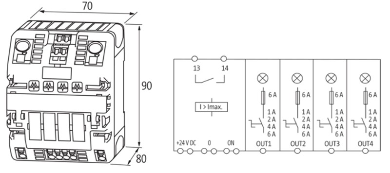 Bộ bảo vệ nguồn DC 4 kênh 24VDC 6A chỉnh được 9000-41034-0100600- detail