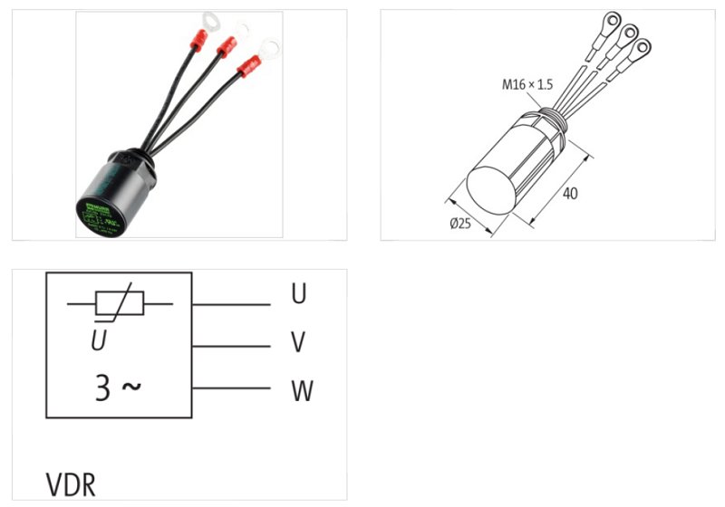 Bộ dập xung hồ quang VDR cho mô-tơ 3 pha 4kW 23172 của Murrelektronik - DETAIL