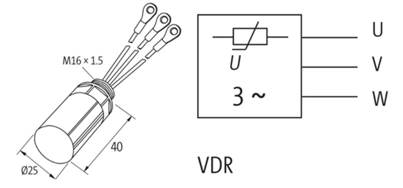 Bộ dập xung hồ quang VDR cho mô-tơ 3 pha 4kW 23172 của Murrelektronik detail