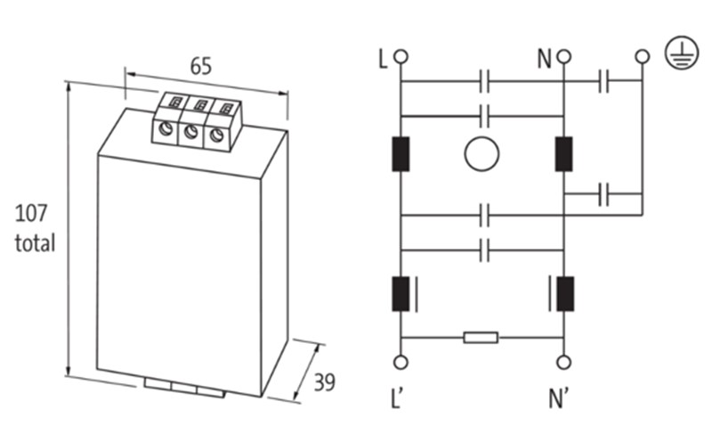 Bộ lọc nhiễu điện từ 1 pha 250V 6A MEF 10464 của Murrelektronik - detail