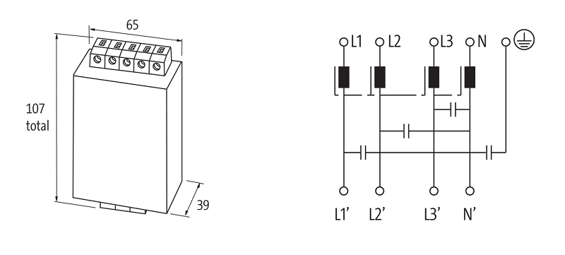 Bộ lọc nhiễu điện từ 3 pha 20A MEF 10513 - DETAIL