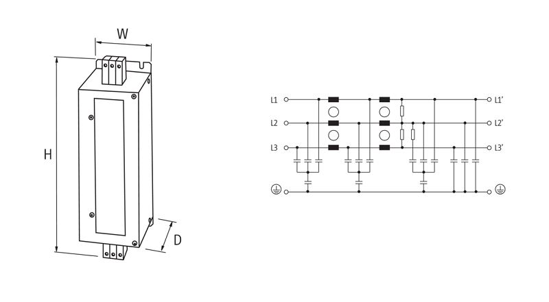 Bộ lọc nhiễu điện từ 3 pha 50 A, 2 tầng Murrelektronik MEF 10555 - DETAIL