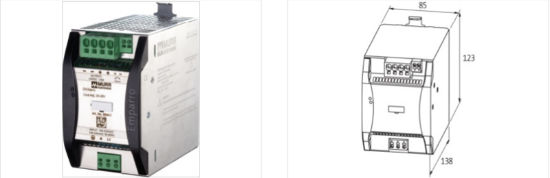 Bộ nguồn 1 pha DC 48V 10A Emparro 85439 - kích thước