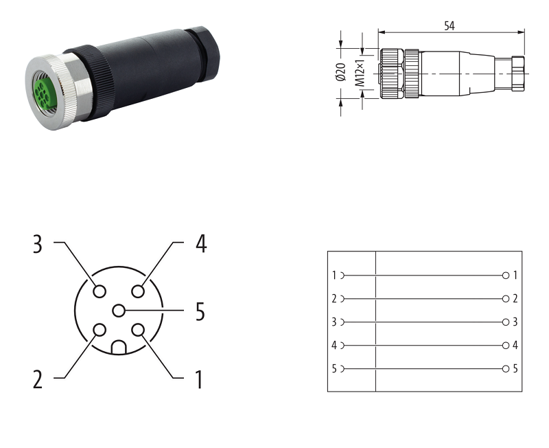 Đầu nối M12 female 0° A-cod. terminal vặn vít 7000-12962-0000000 - DETAIL