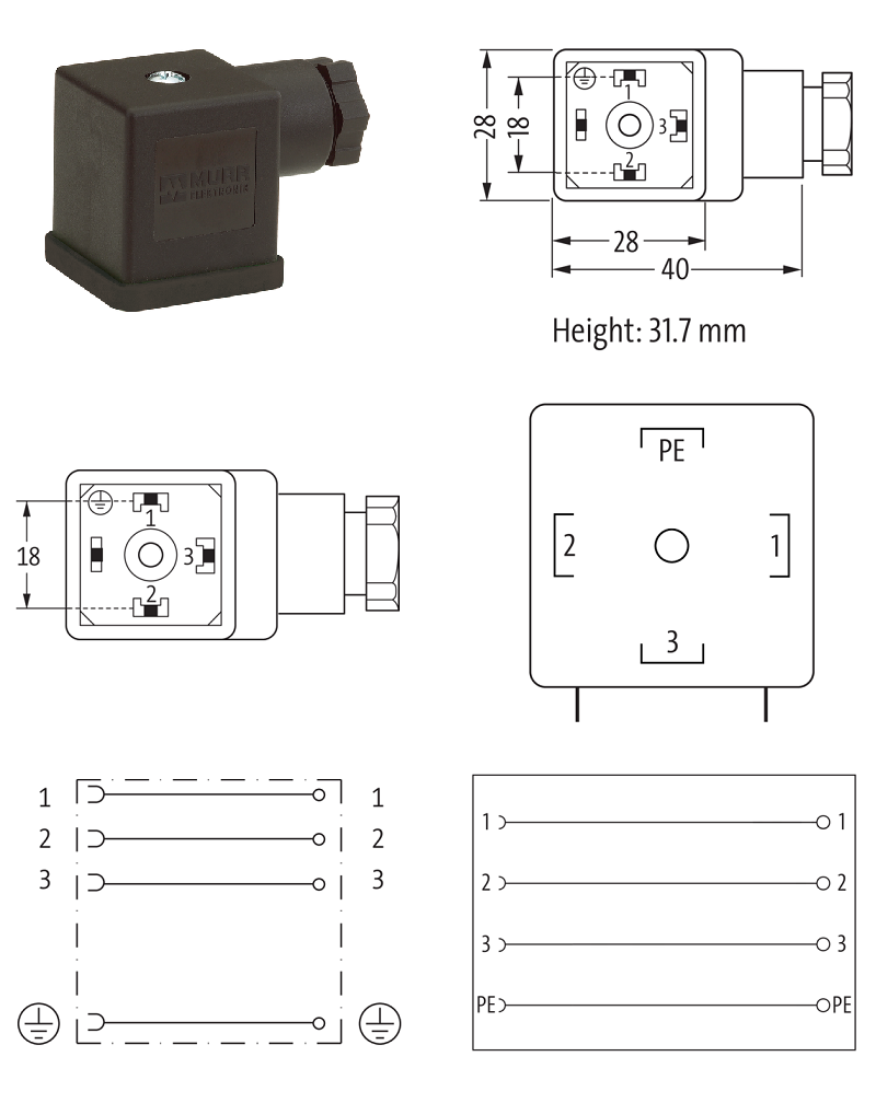 Đầu nối van điện từ form A 3 cực SVS Eco 7000-29415-0000000 - DETAIL