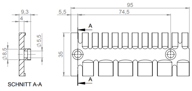 Miếng cố định 11 cáp lắp DIN-rail Icotek 32114 detail 