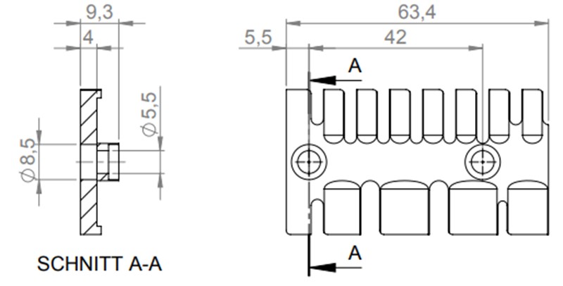 Miếng cố định dạng lược 7 cáp lắp DIN-rail Icotek 32112 detail 