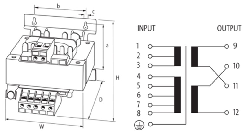Biến áp cách ly 1 pha 4000VA nhiều đầu vào MST 86156 - detail