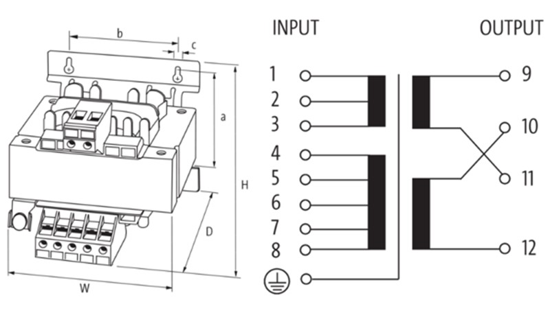 Biến áp cách ly 1 pha 2500VA nhiều cấp điện áp ngõ vào MST 86154 - detail 