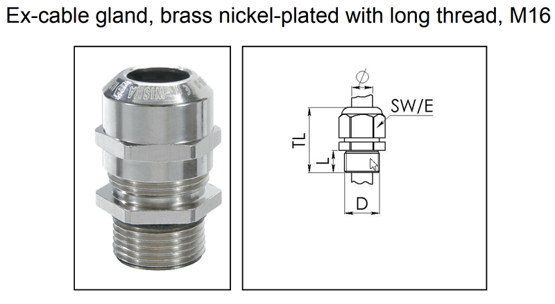 Cable gland chống cháy nổ M16 của Wiska 10065049 - detail