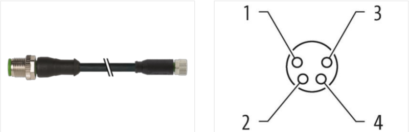 Cáp 0.5m 2 đầu nối M12 male 0° / M8 female 0° A-code 4 chân 7000-40581-6310050 - detail1