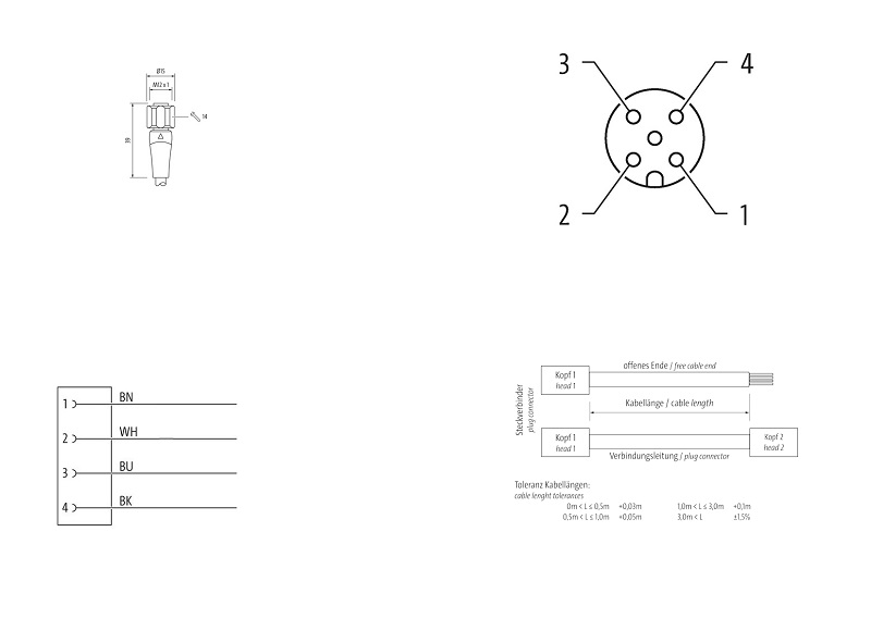 Cáp 10m F&B có đầu nối M12 female 0° A-code 7024-12221-3211000 - DETAIL
