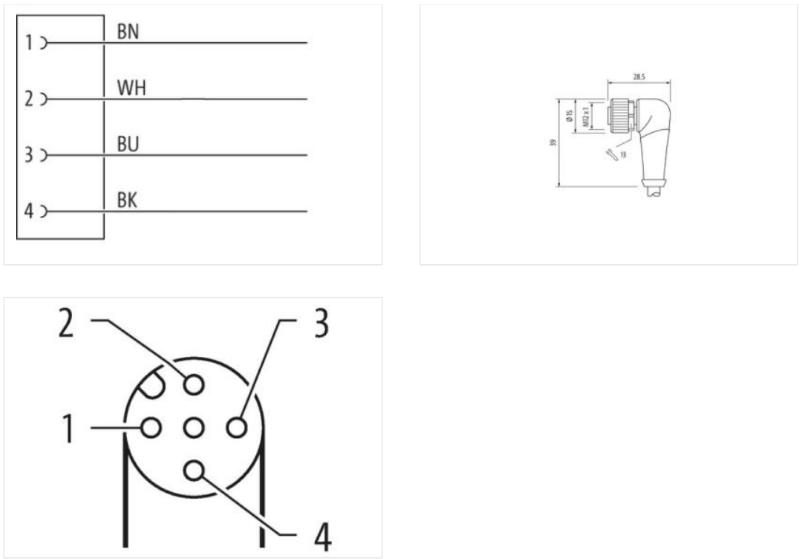 Cáp 10m có đầu nối M12 female 90° A-code 4 chân 7000-12341-2141000 - body