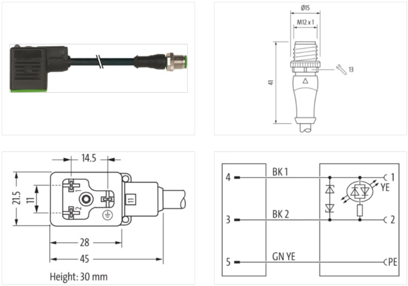Cáp 2.5m có đầu nối M12 male A-code và đầu nối van form BI MSUD của Murrelektronik 7000-40961-6360250 - detail1