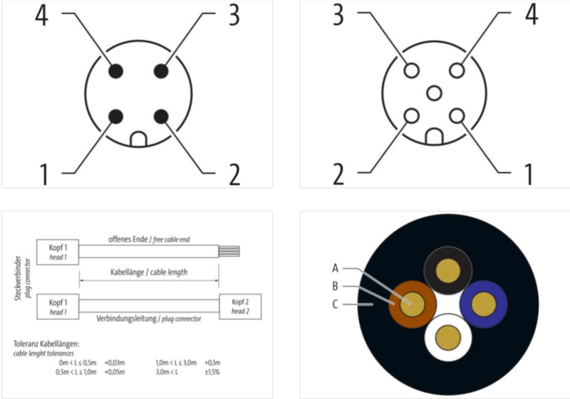 Cáp 3m 2 đầu nối M12 male 0° / M12 female 0° A-code 4 chân 7000-40021-6540300 - detail2