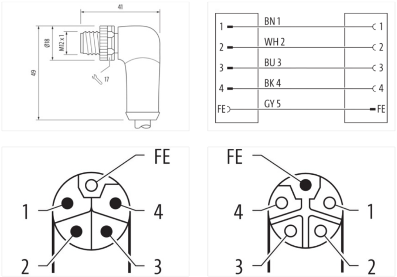 Cáp nguồn 1m 2 đầu nối M12 male 90° - female 90° L-code 5 chân 7000-P4271-P040100 - detail2