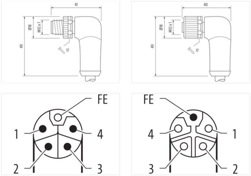 Cáp nguồn 2m 2 đầu nối M12 male 90° - female 90° L-code 5 chân 7000-P4271-P040200 - body1
