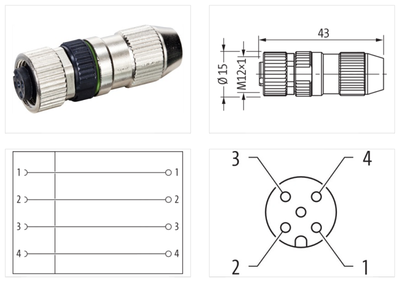 Đầu nối M12 female 0° A-cod. IDC 7000-12611-0000000 - DETAIL
