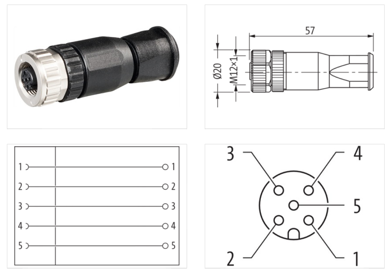 Đầu nối M12 female 0° A-code vặn vít 7000-12931-0000000 - DETAIL
