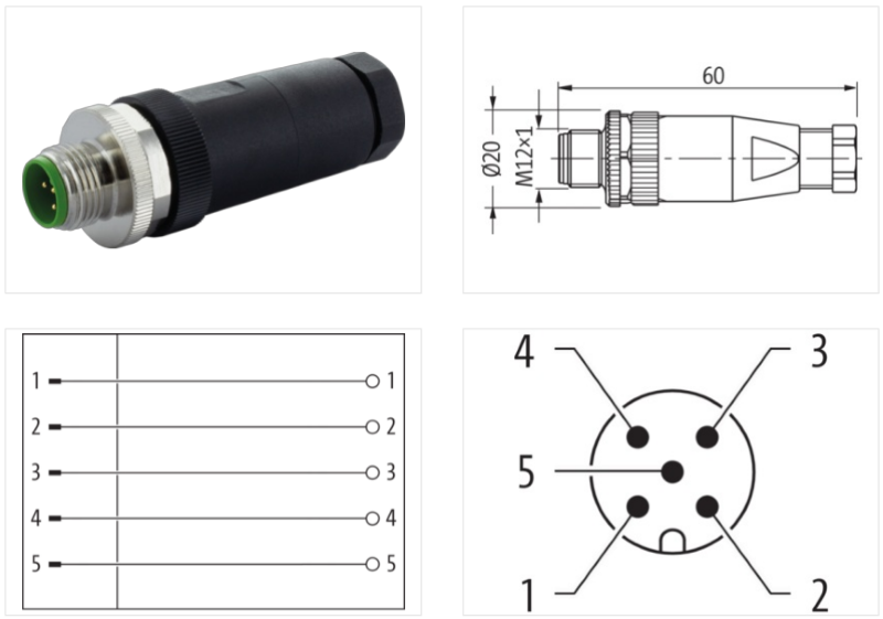 Đầu nối M12 male 0° A-code 5 cực 7000-12762-0000000 - detail
