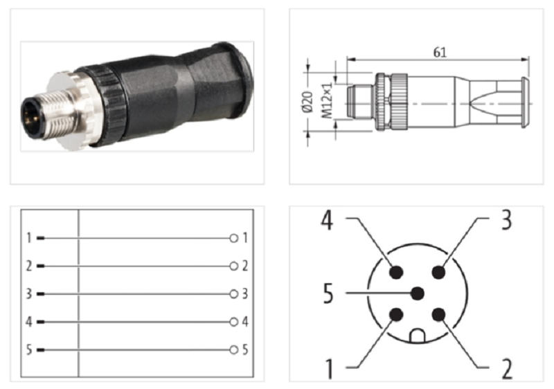 Đầu nối M12 male 0° A-code vặn vít 7000-12731-0000000 - DETAIL