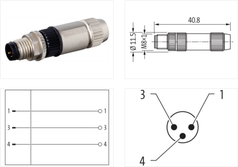 Đầu nối M8 male 0° A-cod. IDC 7000-08331-0000000 - detail