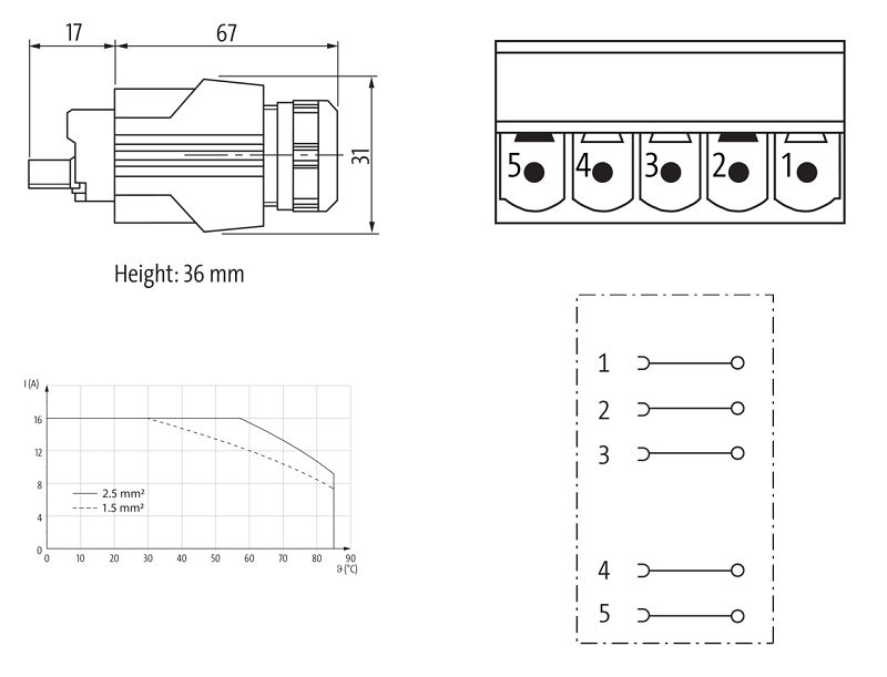 Đầu nối nguồi Push Pull male 0° 7000-99601-0000000 - DETAIL