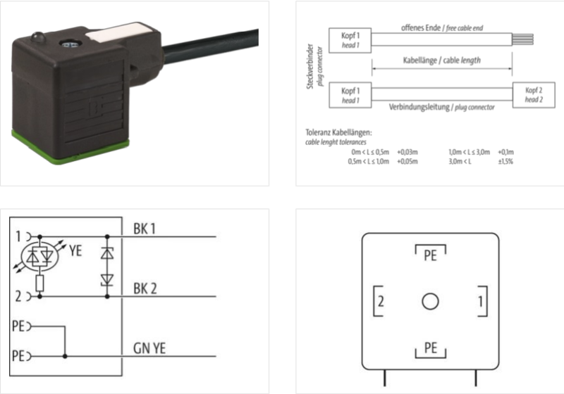 Đầu nối van điện từ form A có 15m cáp MSUD 7000-18021-6161500- detail