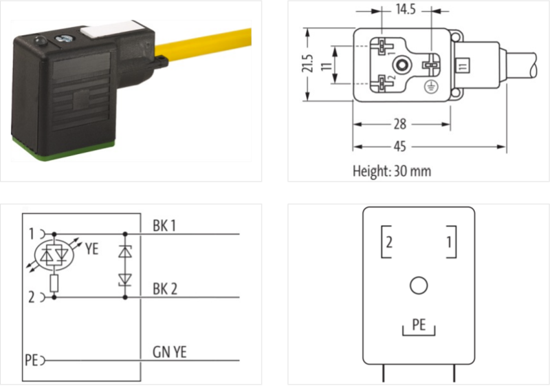 Đầu nối van điện từ form BI có 1.5m cáp MSUD 7000-11021-0160150 - detail